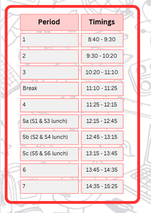 SP Timetable 1