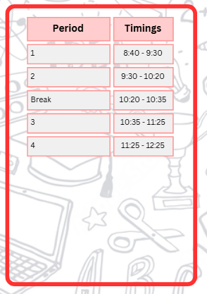 BGE Timetable 2